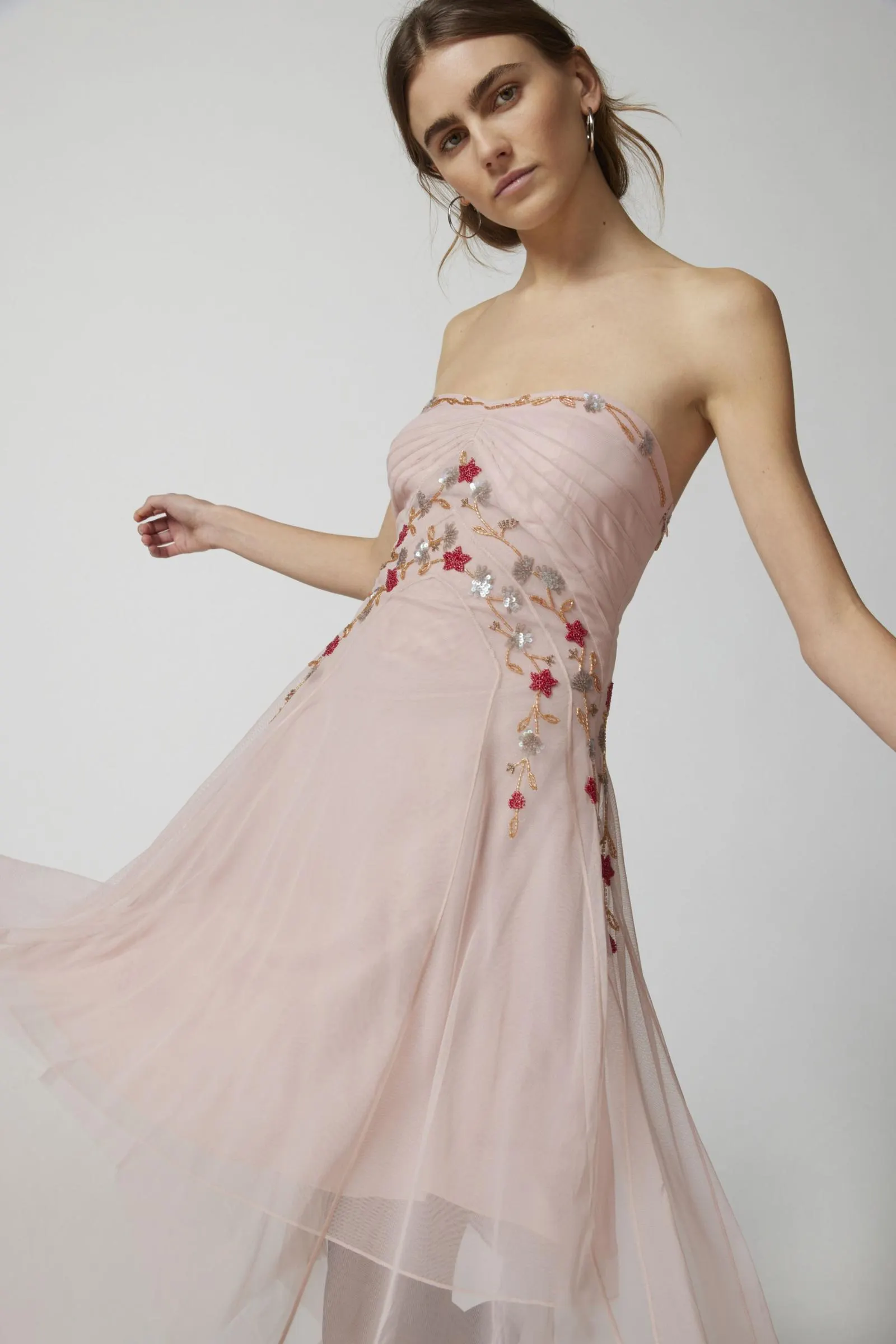 UO Verity Embellished Strapless Midi Dress