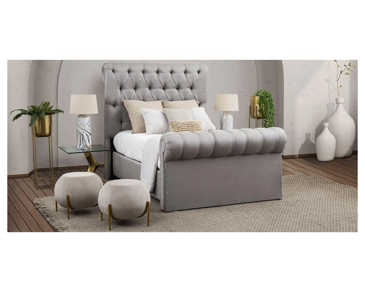 Cama Matrimonial Genovesia Gris