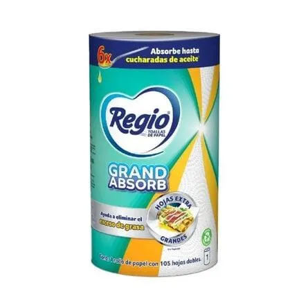Toalla de Cocina Regio Grand Absorb 1 Rollo con 105 hojas.