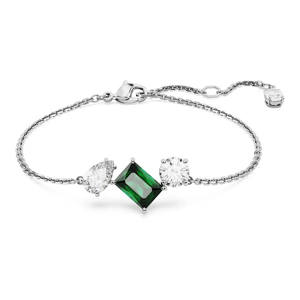 Pulsera Mesmera, Tallas mixtas, Verde, Baño de rodio