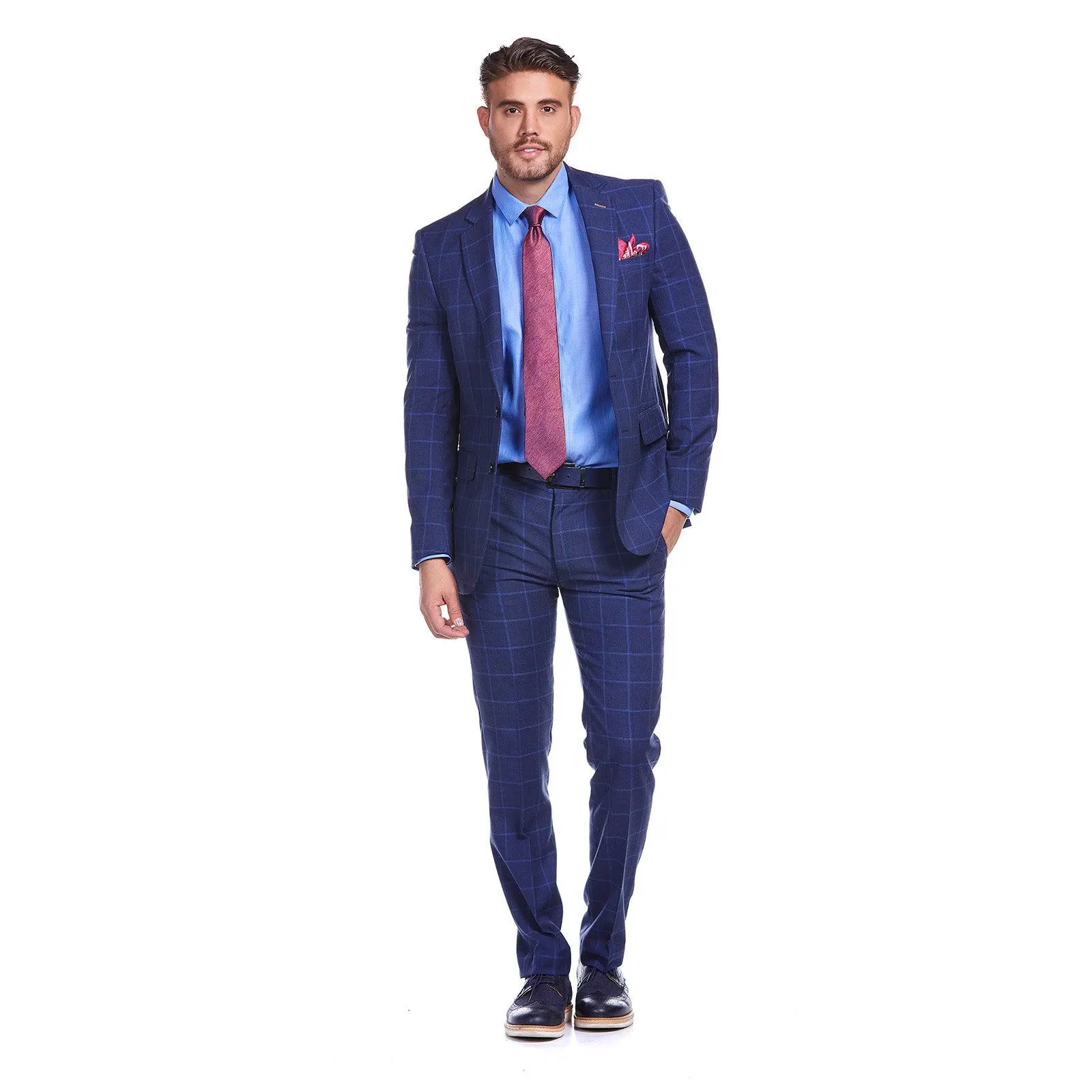 Traje a cuadros para hombre | Azul | Slim fit