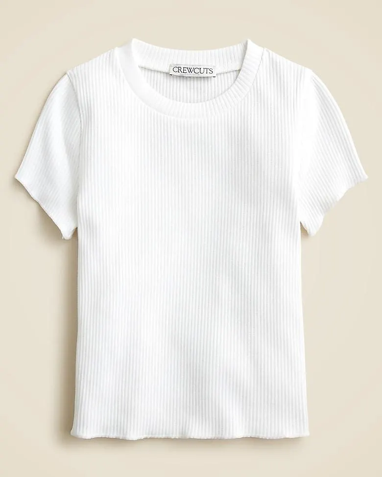 Girls' short-sleeve T-shirt in vintage rib