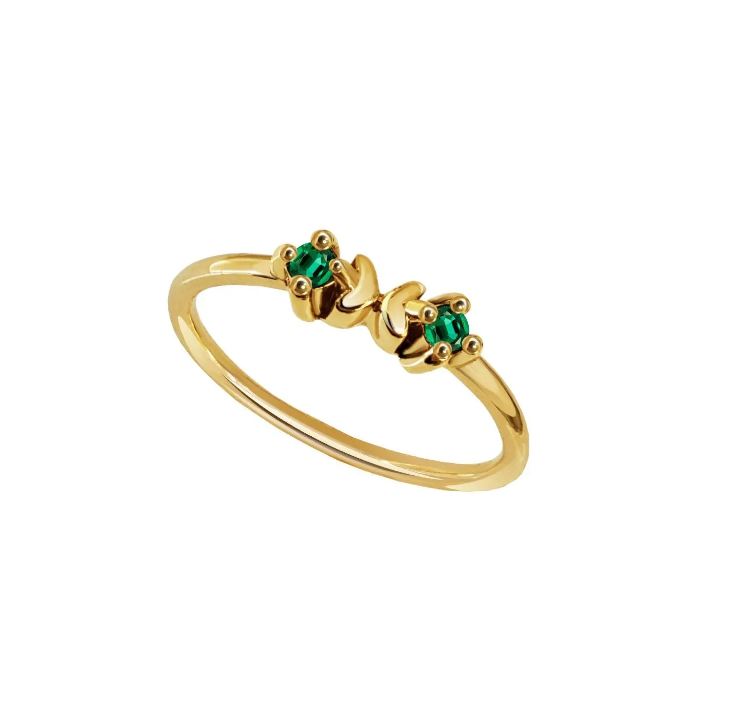 Anillo Mujer Oro 14K Oro Mariposa Esmeralda