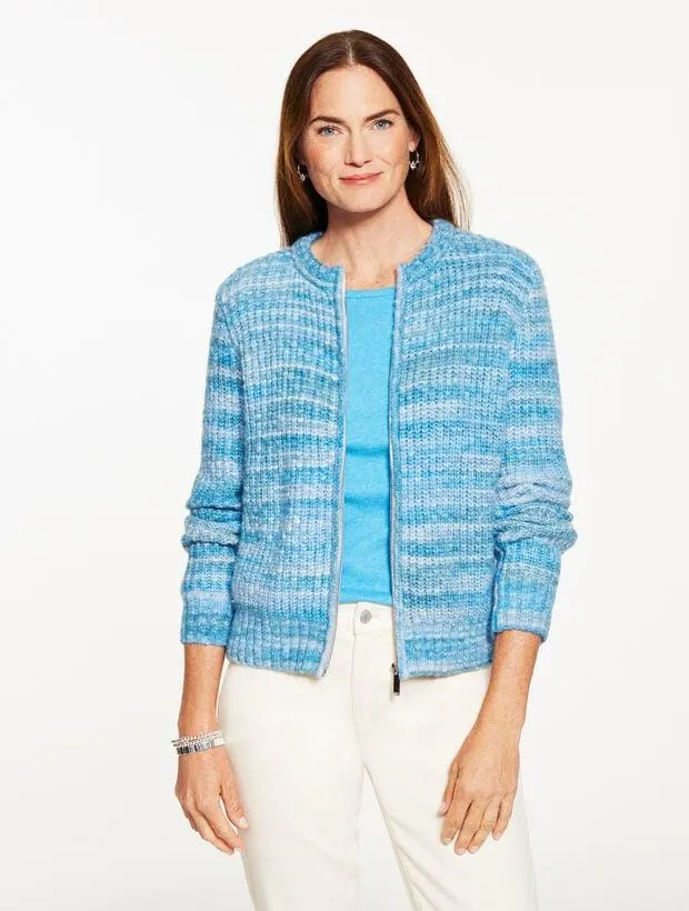 Shaker Stitch Full-Zip Cardigan - Space Dye