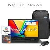 ASUS Vivobook Go Laptop 15.6" Full HD AMD Ryzen 5 8GB 512GB SSD + Mouse + Mochila