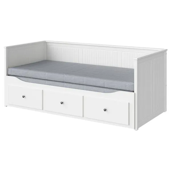 HEMNES Diván-cama, 2 colchones, 3 cajones