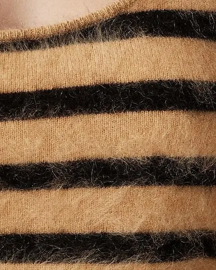 Brushed cashmere cropped camisole sweater in stripe