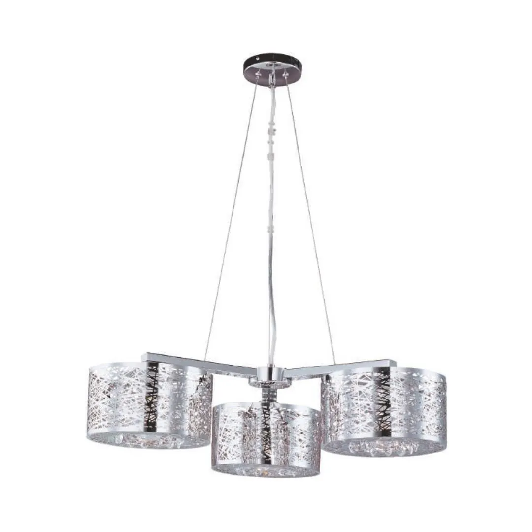 Lámpara Colgante Cromo Pulido y Cristal Biselado 3 luces