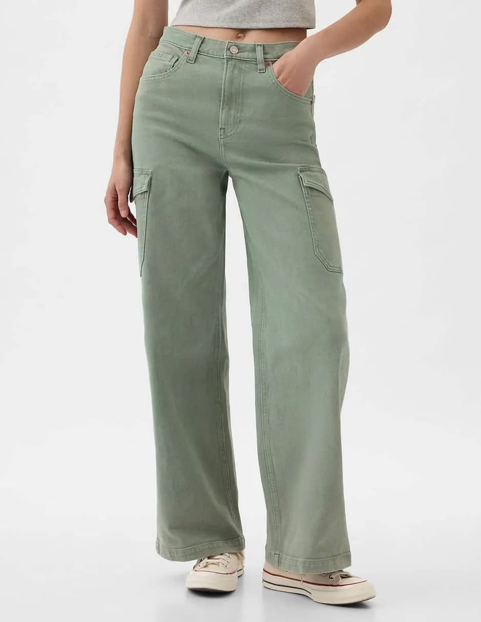 Jeans wide leg corte cintura alta para mujer