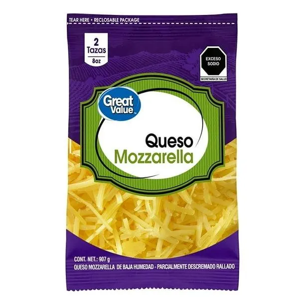 Queso Great Value rallado mozzarella 907 g
