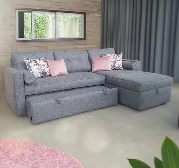 Sala Esquinera Zurich con Sofá Cama gris