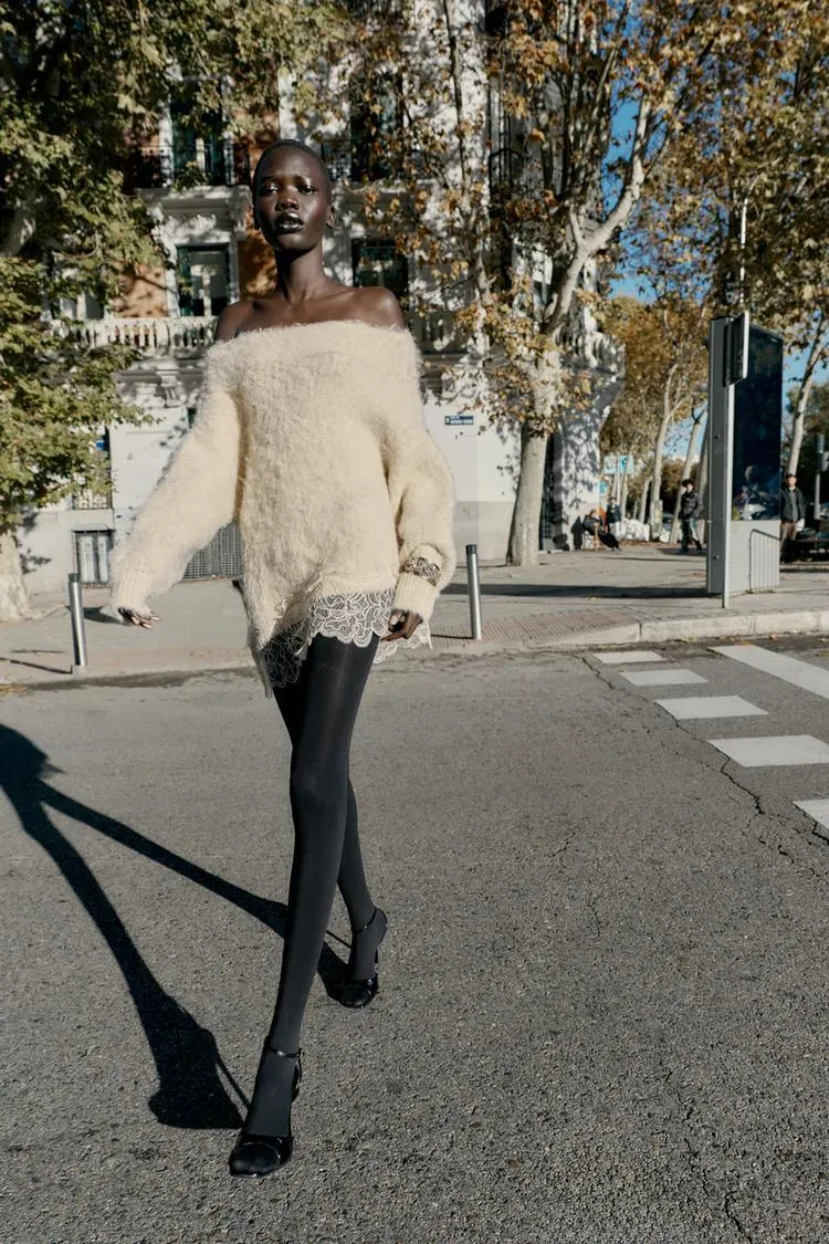 SUÉTER PUNTO COMBINADO ENCAJE