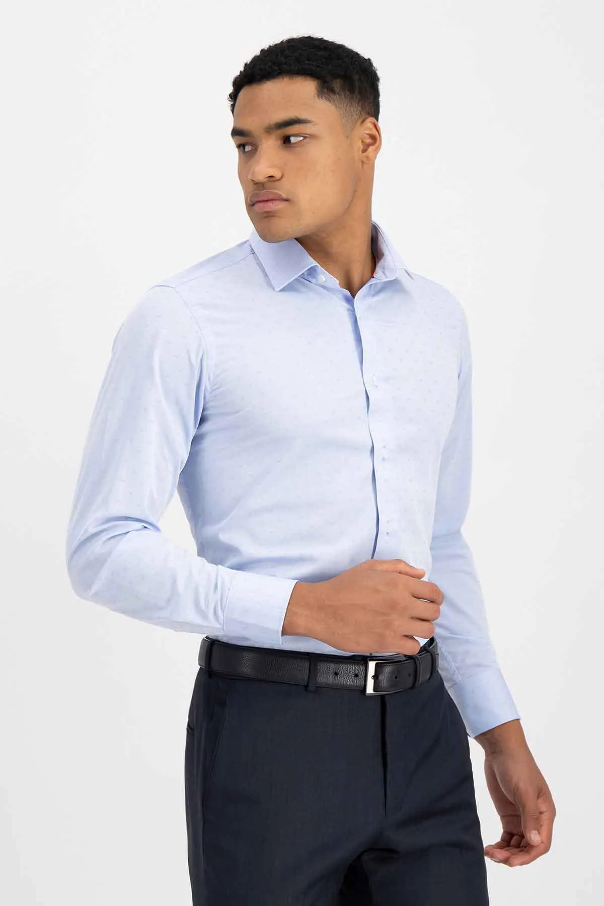 Camisa Vestir Roberts Red Azul Slim Fit