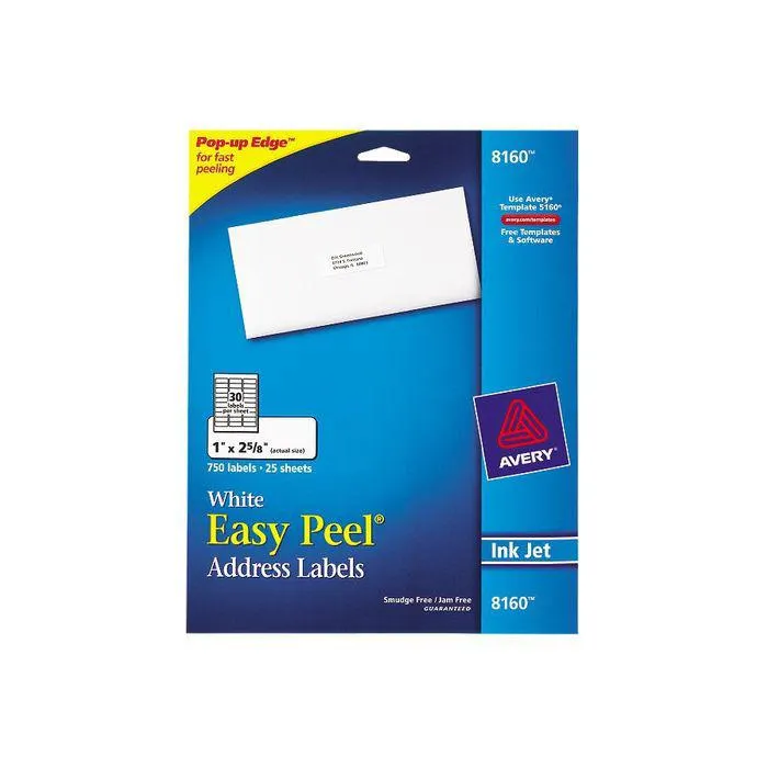 Etiquetas Avery 8160 Para Direccion 1" X 2.7" 750 Piezas Blanco