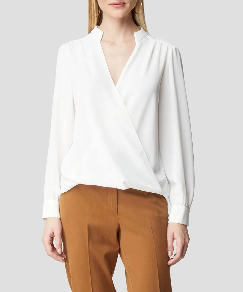 Blusa Blanca Envolvente Cuello Mao Escote V Mujer