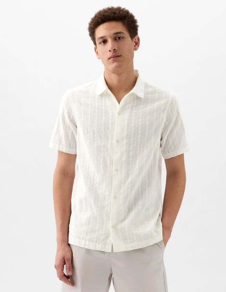 Camisa casual de algodón manga corta para hombre