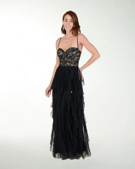 VESTIDO CL LISO TIPO CORSET CON ESCAROLAS