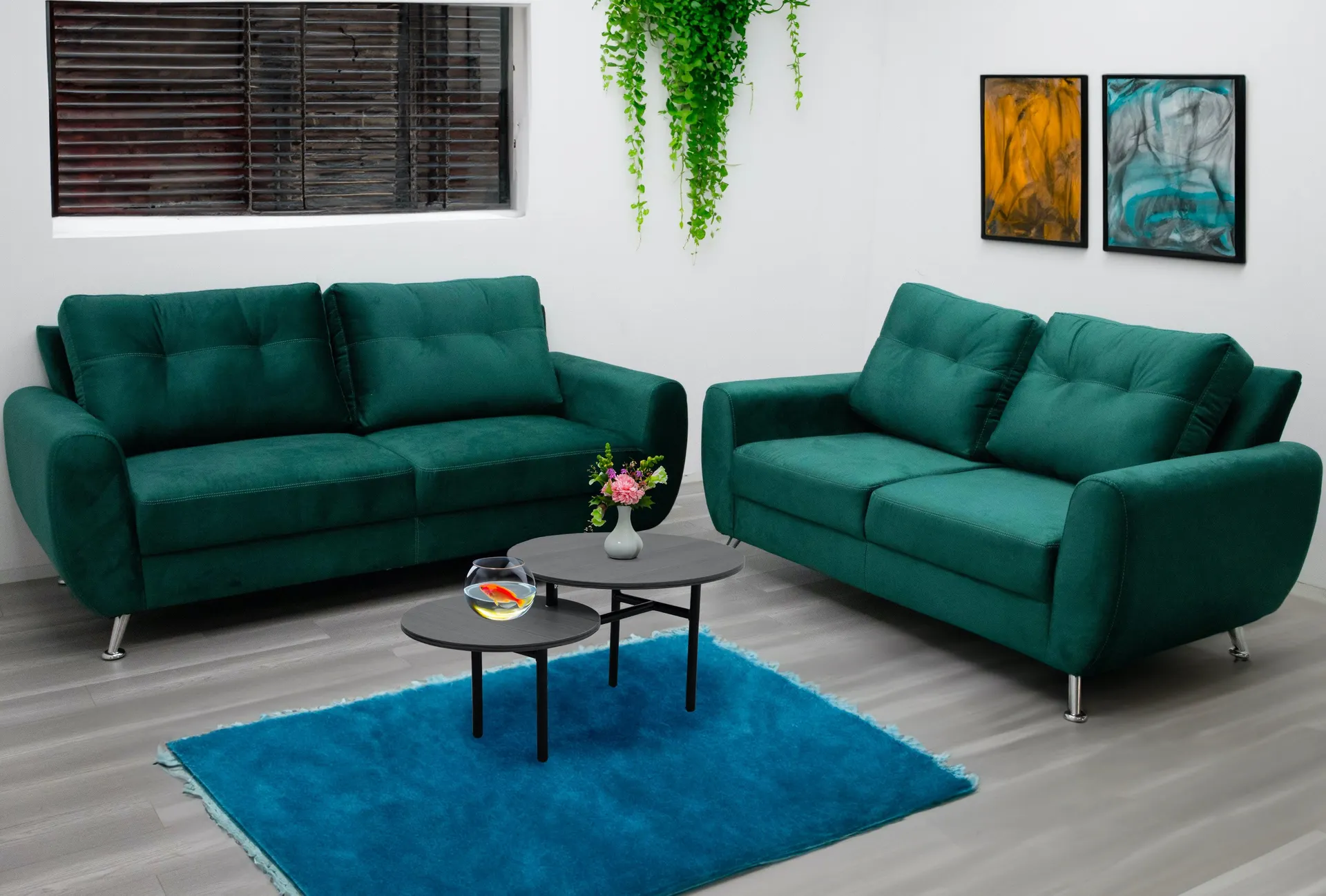 Sala Kenia Sofá y Love Seat Esmeralda