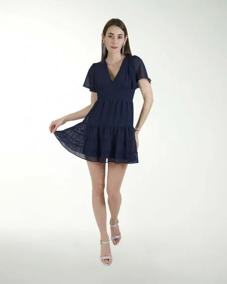 VESTIDO CASUAL LISO ESCOTE EN "V"