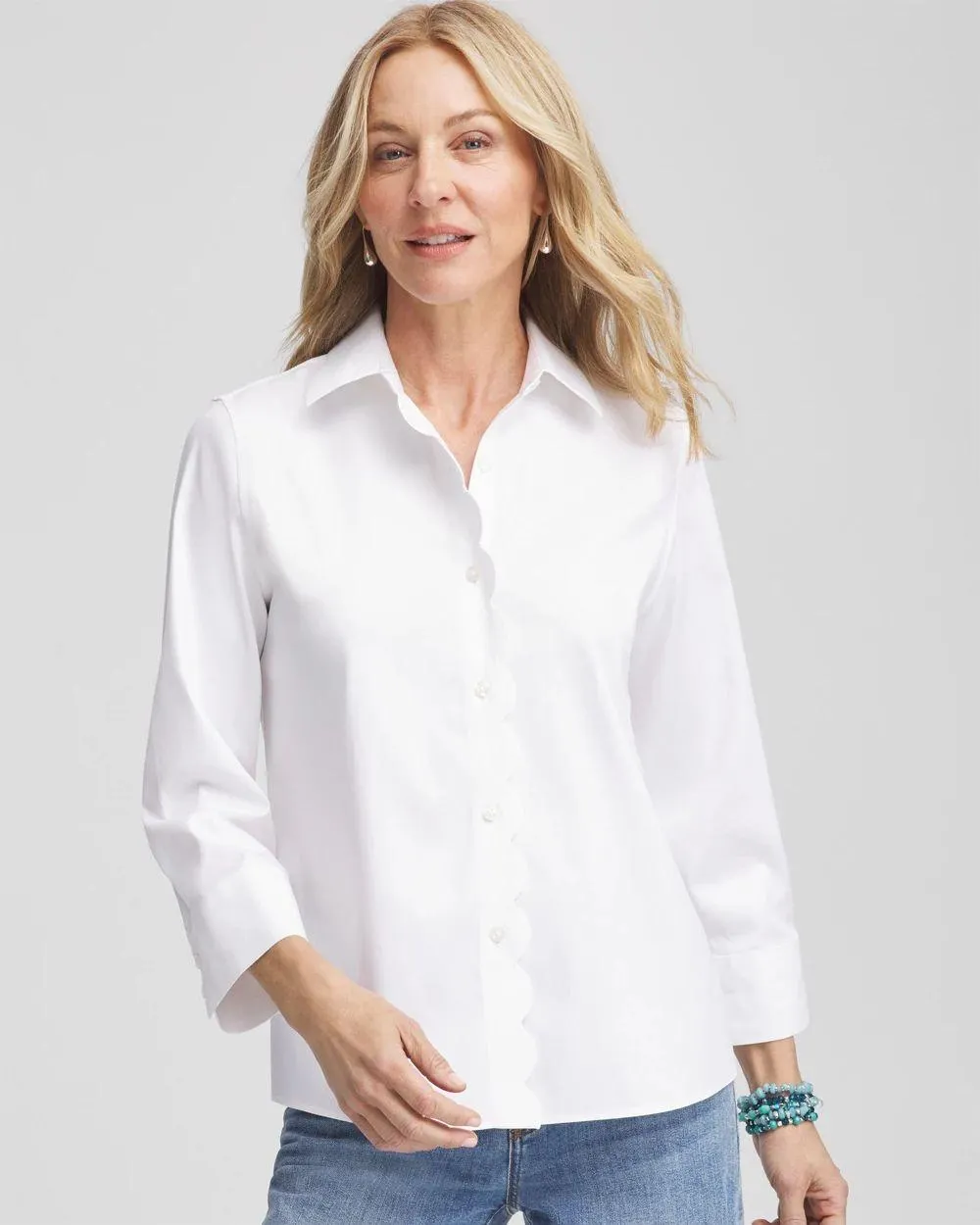 No Iron ™ Scalloped Placket Shirt