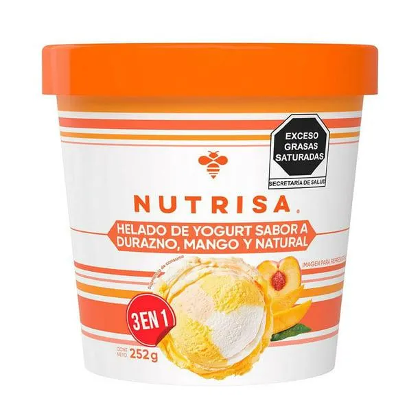 Helado Nutrisa natural, durazno y mango 252 g