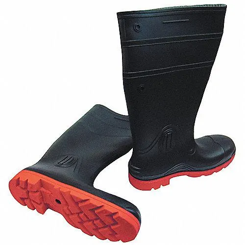 Bota Industrial Impermeable de PVC con puntera de Acero Hombre Talla 27 Negro/Rojo