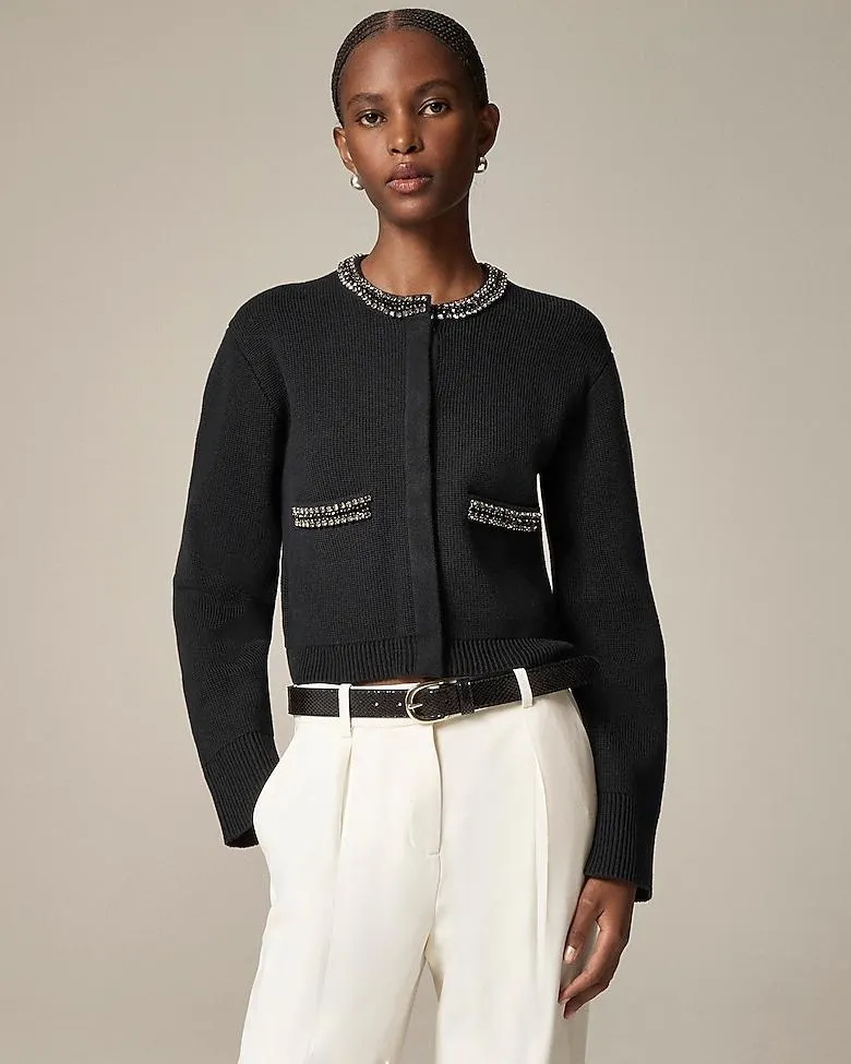 New relaxed Emilie sweater lady jacket with jewel trim