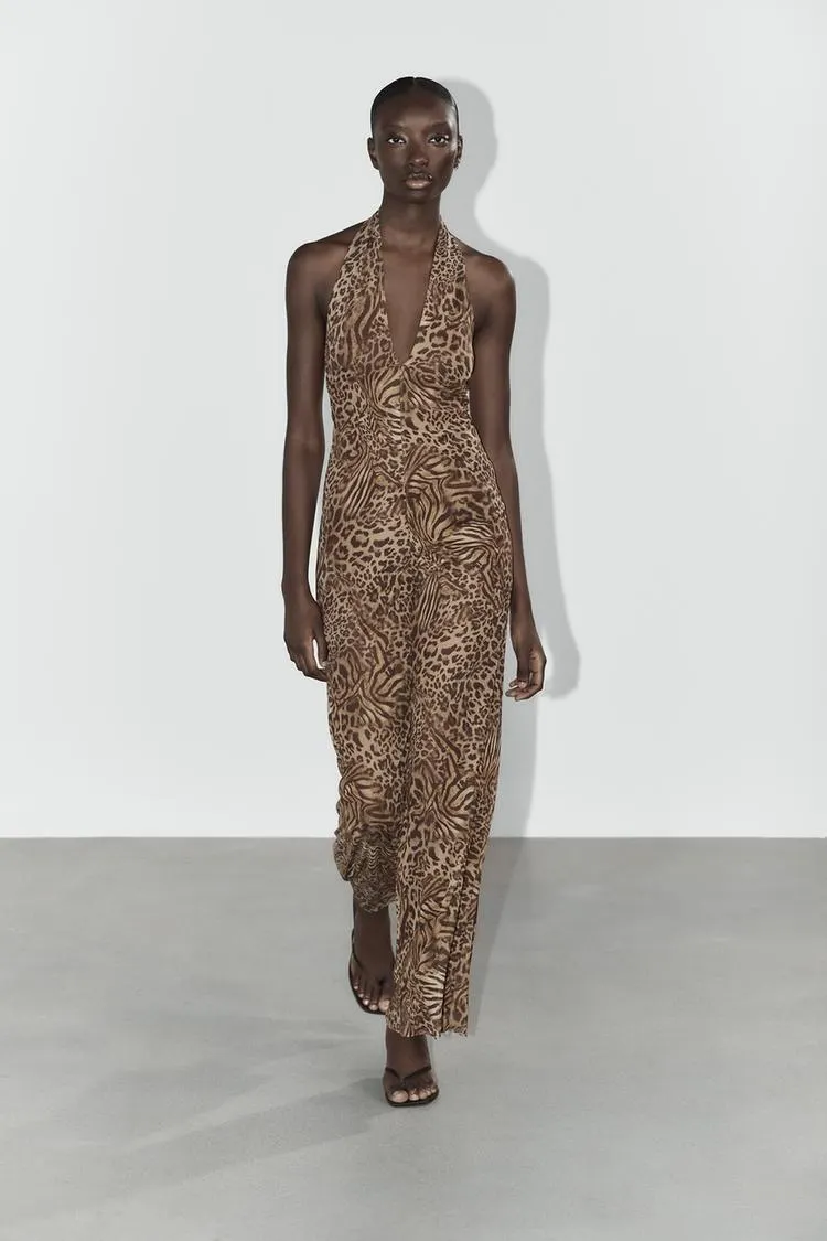 JUMPSUIT HALTER TUL ESTAMPADO ANIMAL