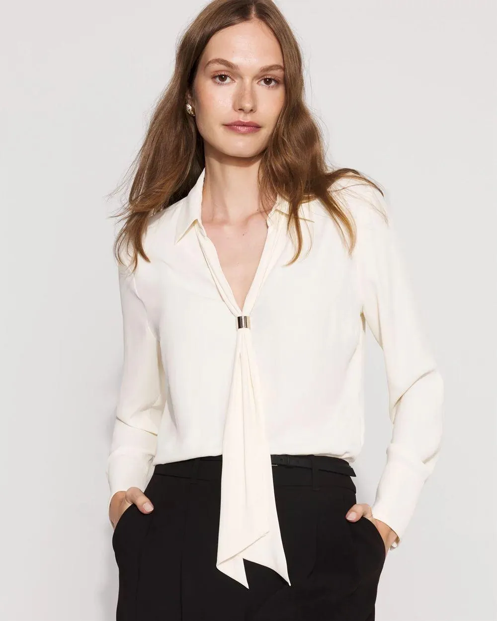 Tie-Detail Crepe Blouse