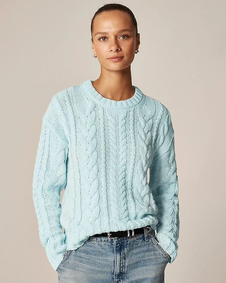 Cable-knit crewneck sweater