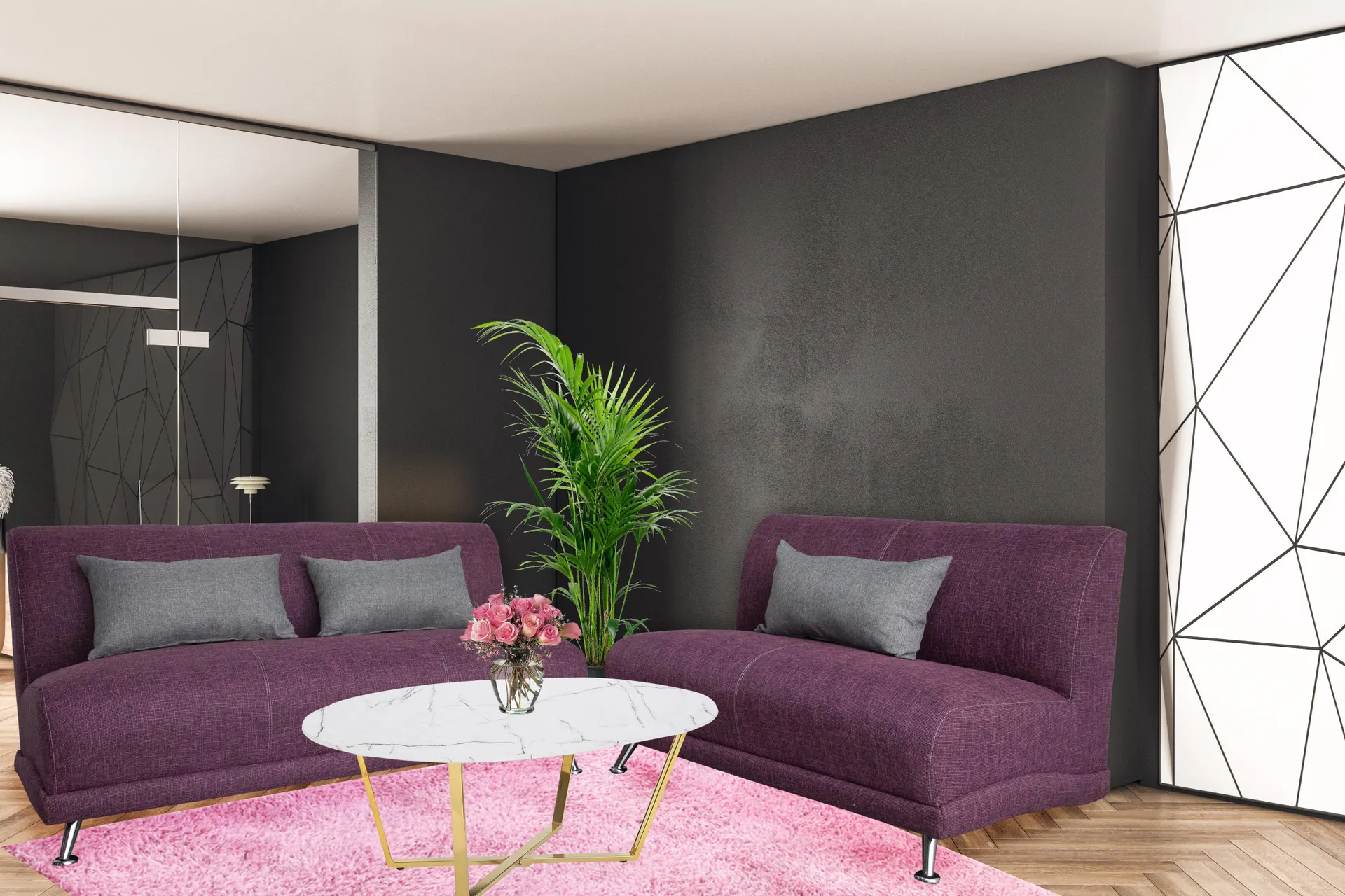 Sala Angello Love y Sofá Rosa