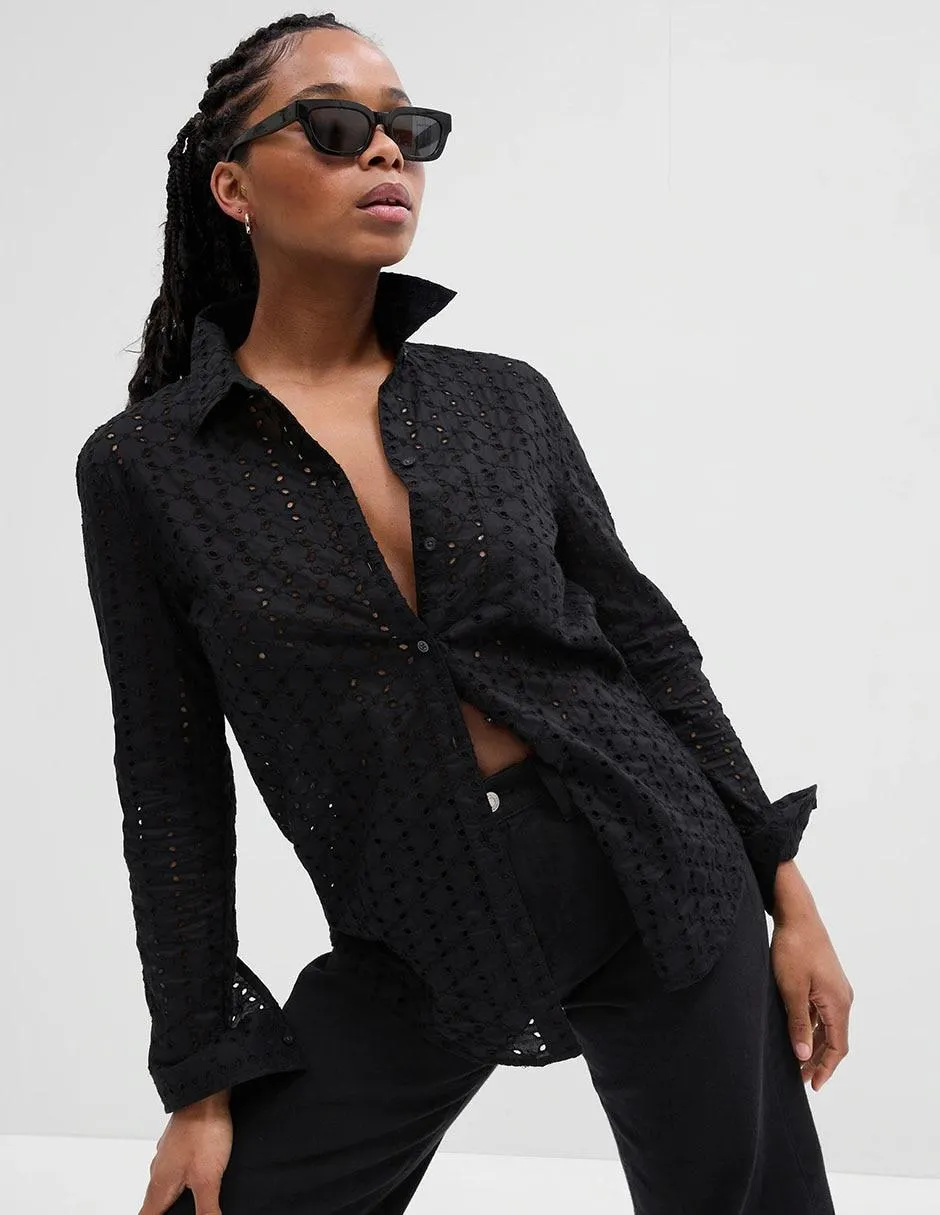 Camisa de algodón manga larga para mujer