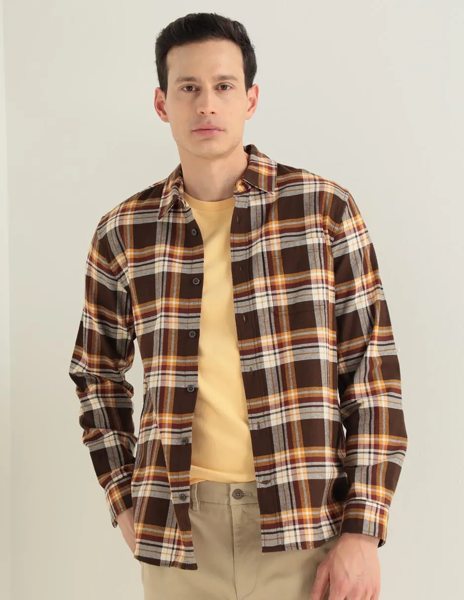 Camisa casual de algodón manga larga para hombre