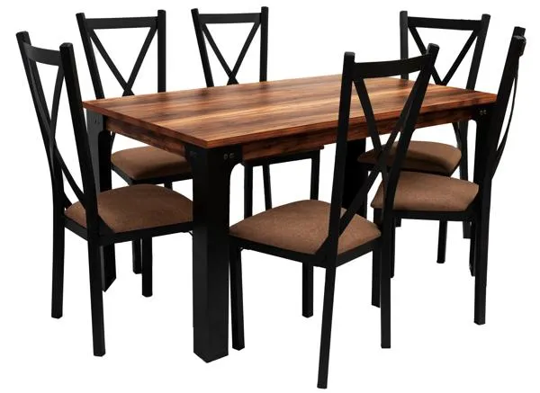 Antecomedor Tubular Ximena 6 Sillas Parota Media