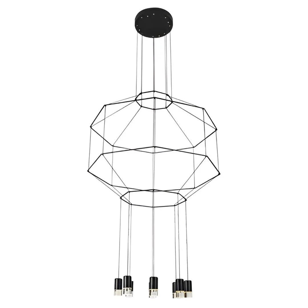 Lámpara colgante led decorativa de metal y acrílico 8 luces con cable de 3m