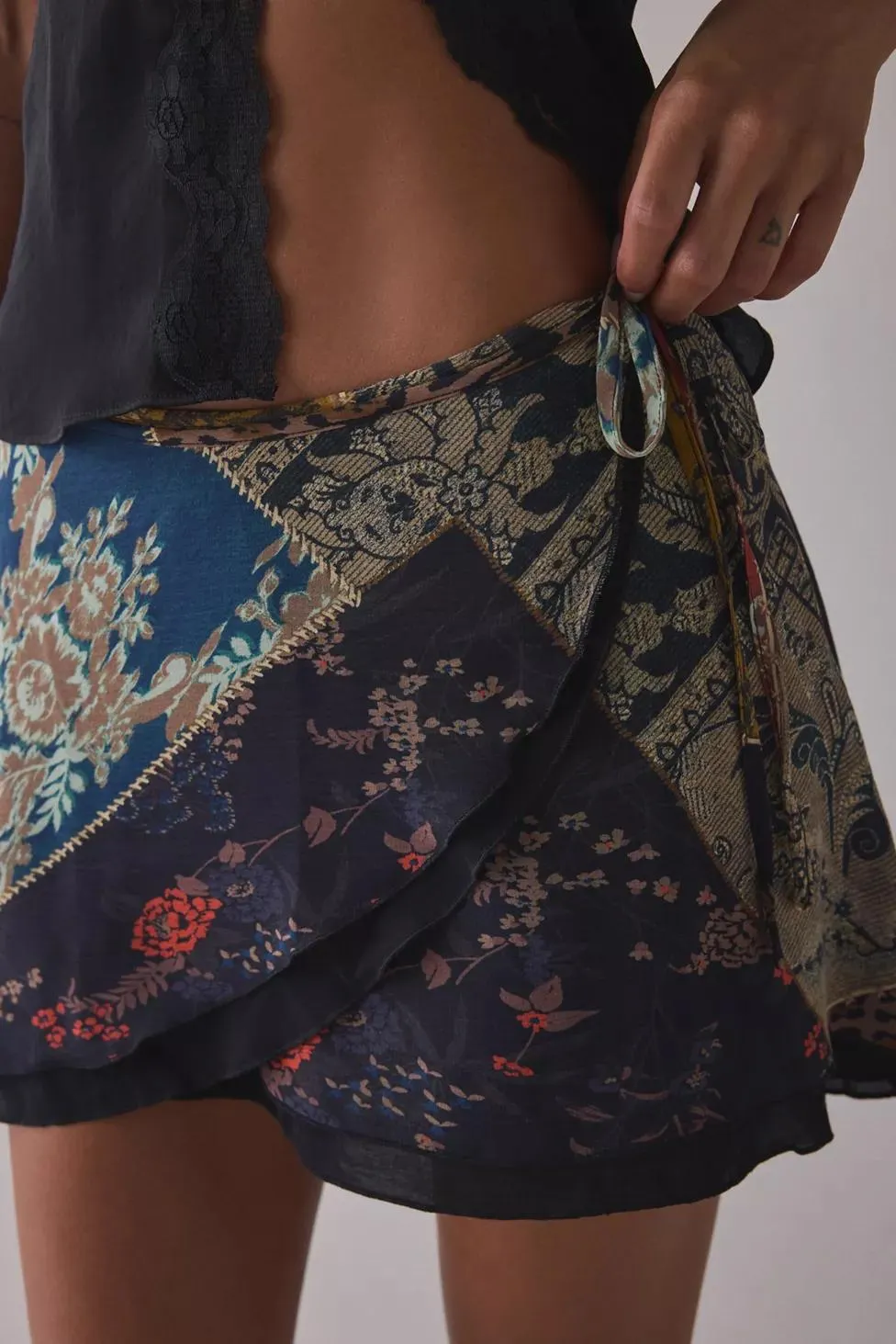 Kimchi Blue Lovers Lane Layered Wrap Mini Skirt