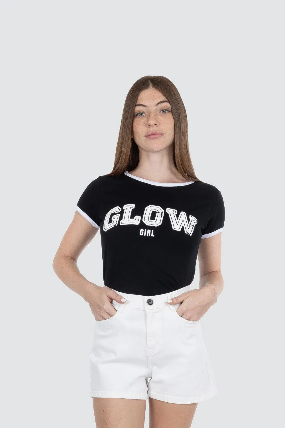 Playera ringer estampada glow