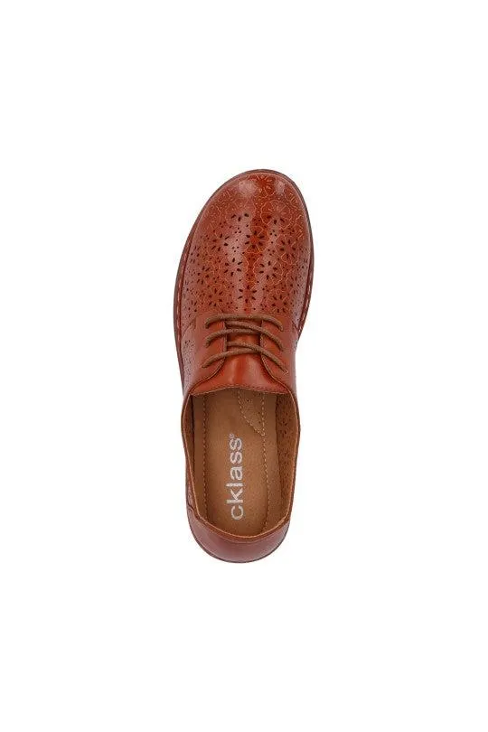 ZAPATO MIEL CON CINTAS Y PERFORADO 72220