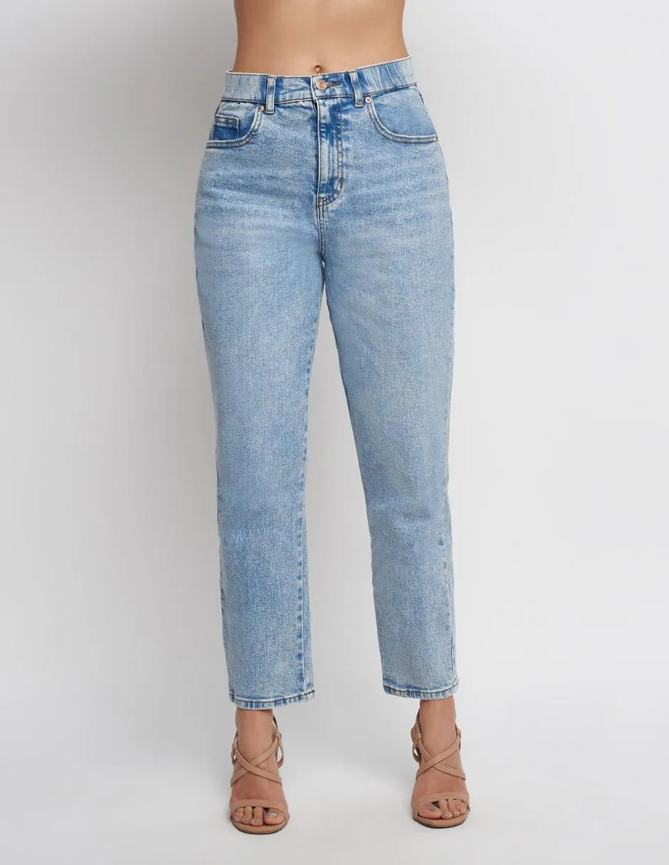 Jeans mom Devendi corte cintura alta para mujer