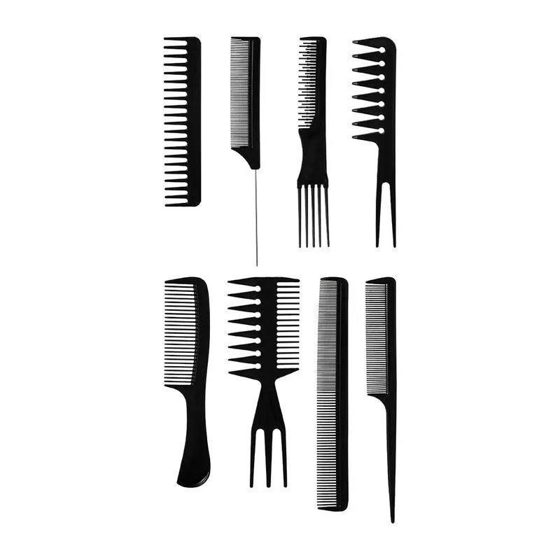Kit De Peines Para Estilista Profesional Negro 20 cm, 19 cm, 19.5 cm, 16 cm, 20.5 cm, 21.3 cm, 21 cm 8 Piezas