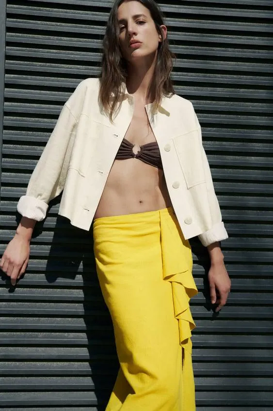 CAZADORA CROP CON LINO