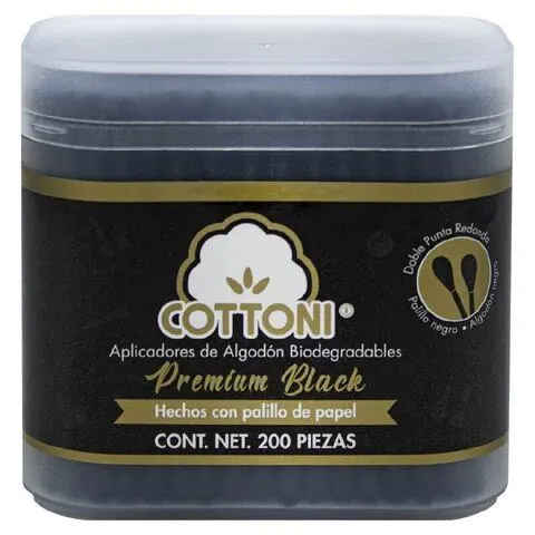 Cottoni Aplicadores de Algodón Biodegradables Premium Black