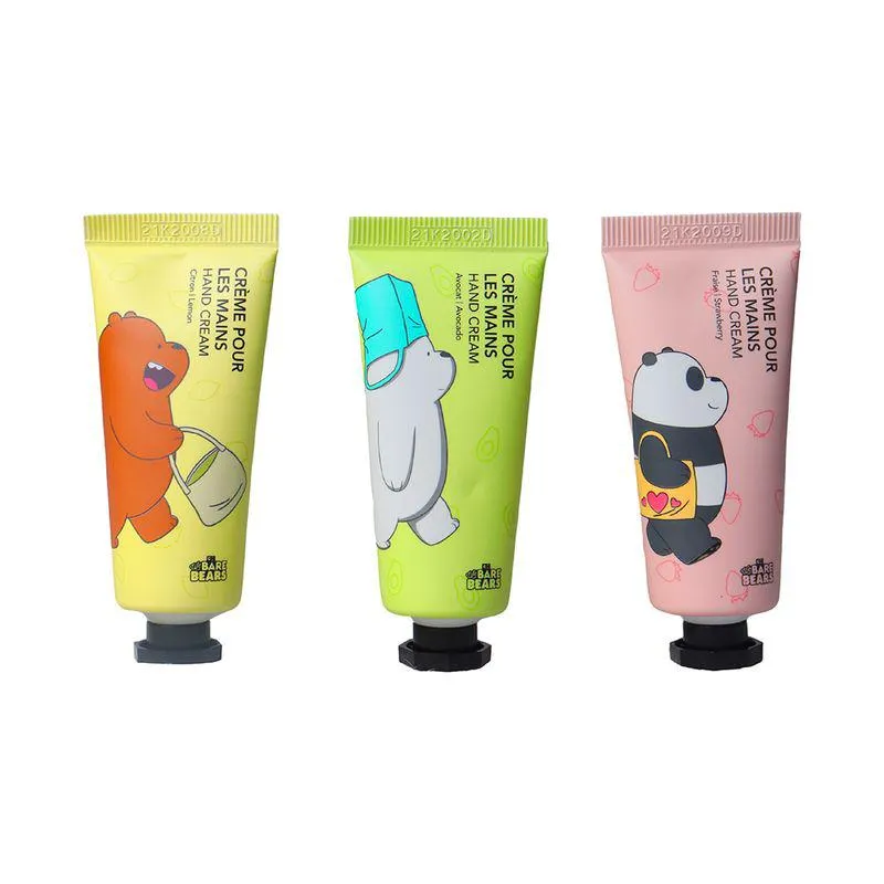 Set de 3 cremas para Manos Frutas We Bare Bears, Pequeñas, Fresa - Aguacate - Limón