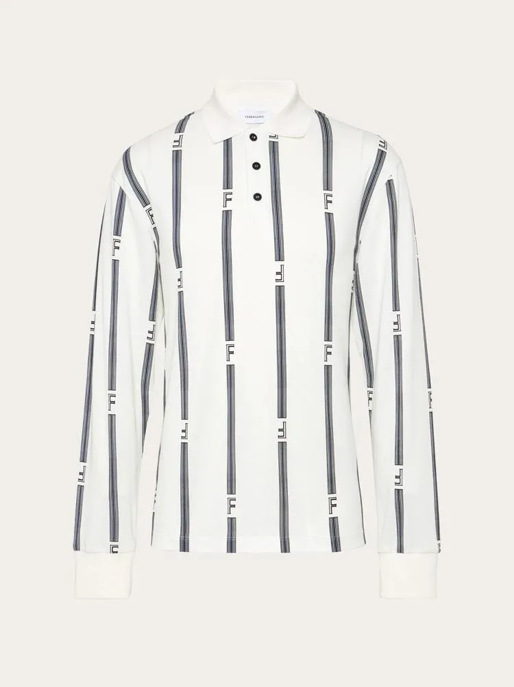 Polo manga larga estampado College Stripes
