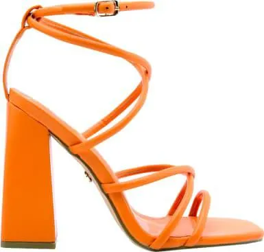 sandalia tacón tiras amarre monocolor