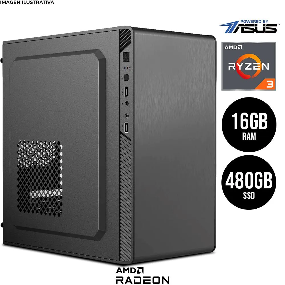 PC PRIDE PBA ASUS CSM / AMD RYZEN 3 3200G / 480GB SSD / 16GB RAM / 500W / INCLUYE WIFI