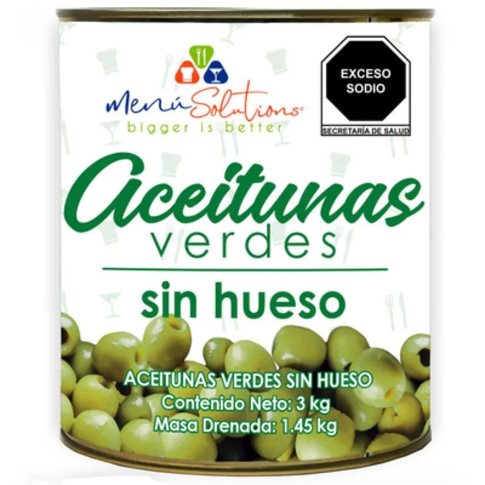 Aceituna Verde sin Hueso Menú Solutions 3 Kg