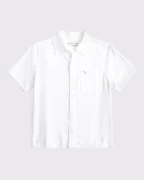 short-sleeve linen-blend icon shirt