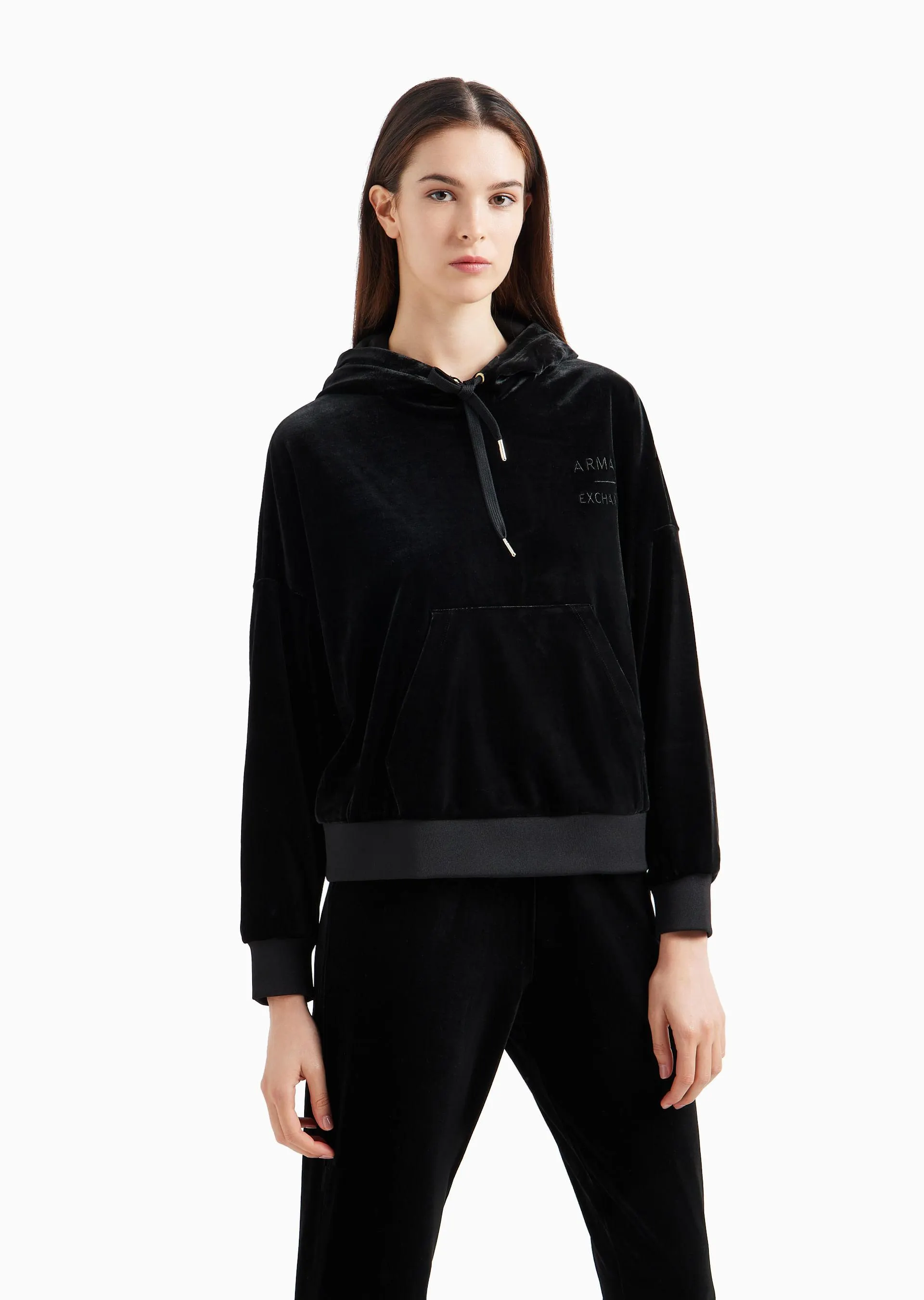 Sudadera de terciopelo elástico con capucha y logo