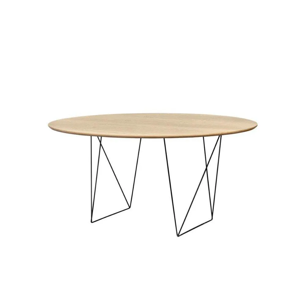 Sinaloa - Mesa de comedor redonda estilo industrial con herrería color negro y madera de encino